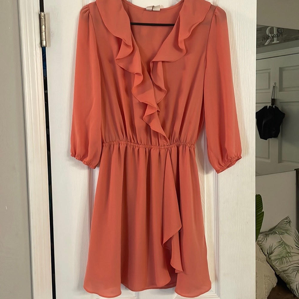 Coral Summer Ruffle Dress